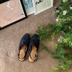 Madewell Navy Suede Slingback mules